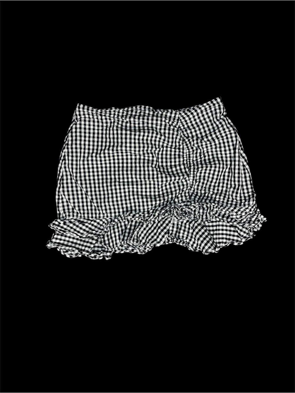 Dizzy Black & White Gingham Ruffle Mini Skirt